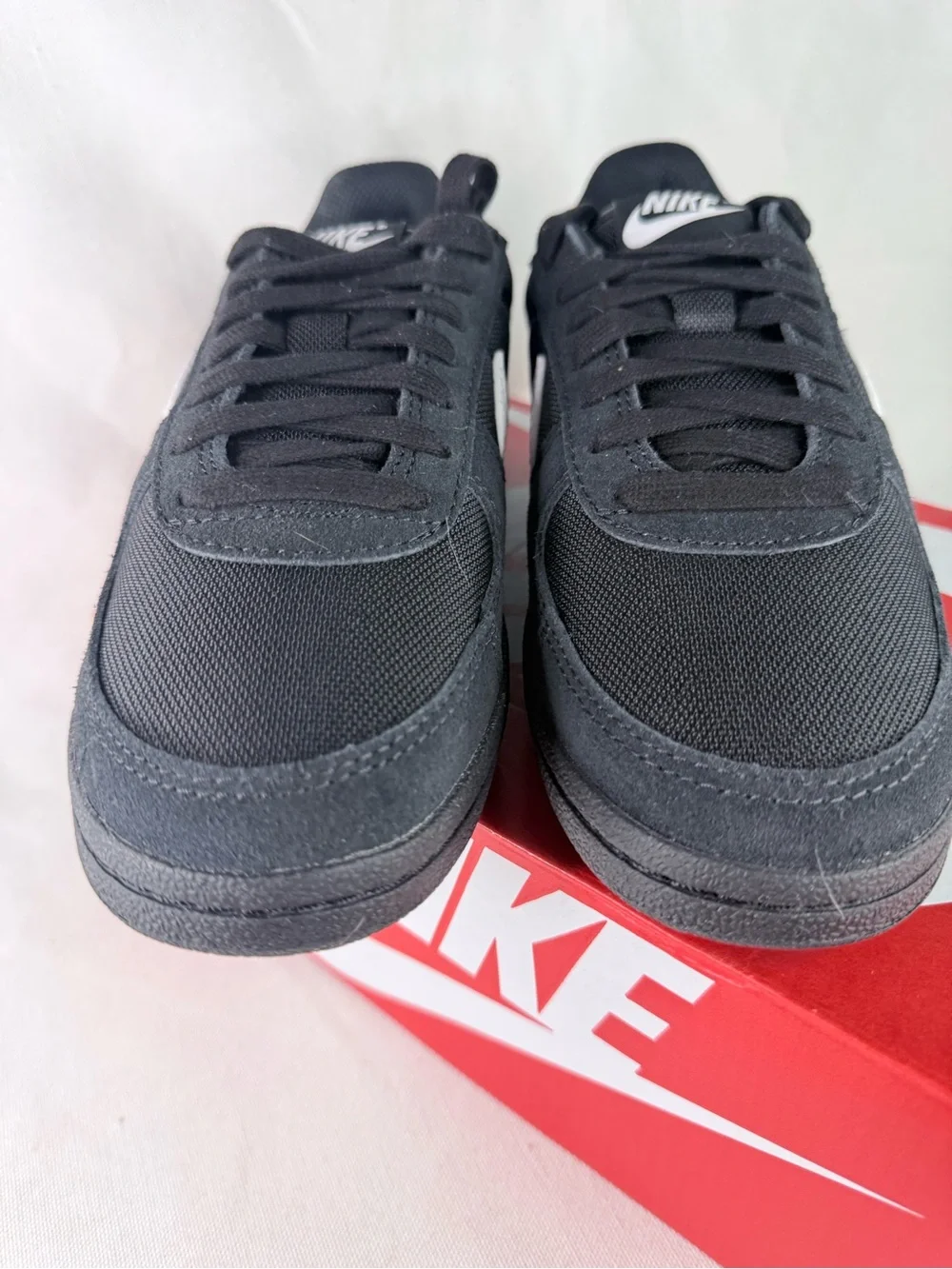 Nike Field General GS Black Suede and Mesh Sneakers with White Swoosh